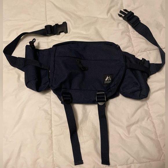 Everest Dual Water Bottle Hiking Fanny Pack Navy Blue - Picture 1 of 9